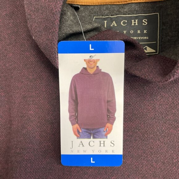Jachs New York Wool Blend Men's L Burgundy Hoodie Sweatshirt i1685 - Picture 8 of 9